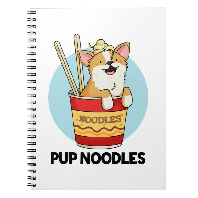 Caderno Espiral Miojo Cachorrinho Piada Miojo Copo Pun (Frente)