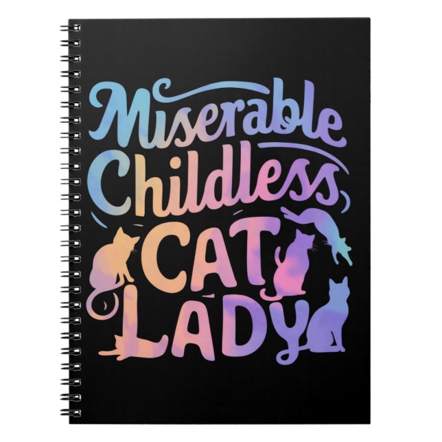 Caderno Espiral Miserável Mulher Sem Filhos e com Gatos (Frente)