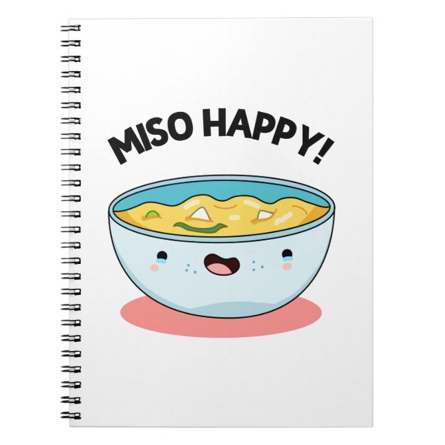 Caderno Espiral Miso Feliz Sopa Engraçada Piada  (Frente)