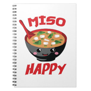 Caderno Espiral Miso Happy Funny Comida Kawaii