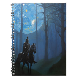 Caderno Espiral Misterioso Cavaleiro Negro na Floresta Lua