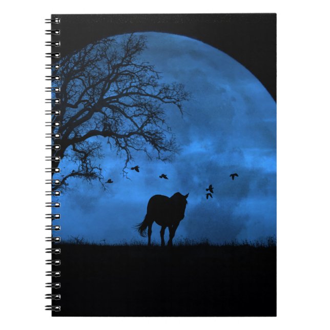 Caderno Espiral Mística da Lua Azul Cavalo (Frente)