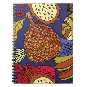 Caderno Espiral Mistura tropical exótica de frutas. Natureza flor