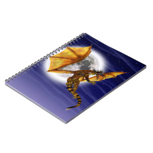 Caderno Espiral Mito Fantástico do Dragão Dourado Céu Roxo