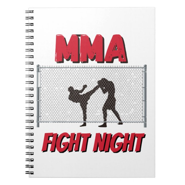 Caderno Espiral MMA Fight Night text e Silhouette of Two Fighter (Frente)