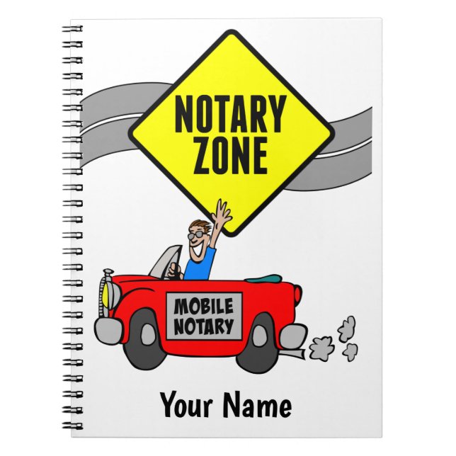 Caderno Espiral Mobile Notary Zone Red Sports Car Customized Name (Frente)