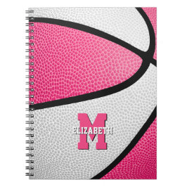 Caderno Espiral moças brancas cor-de-rosa de basquete monograma