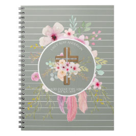 Caderno Espiral Moças Religiosas Cruzadas Florais Personalizadas