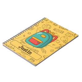 Caderno Espiral Mochila Personalizada de Volta às Aulas & Desenhos