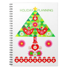 Caderno Espiral Mod Scandi Holiday Bird e Tree Note Book