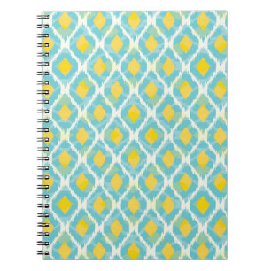 Caderno Espiral Moda amarela azul moderna e tribal