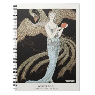 Caderno Espiral Moda Art Déco Vintage dos Anos 20 Flapper Phoenix