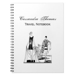 Caderno Espiral Moda Art Déco Vintage Senhoras na Praia