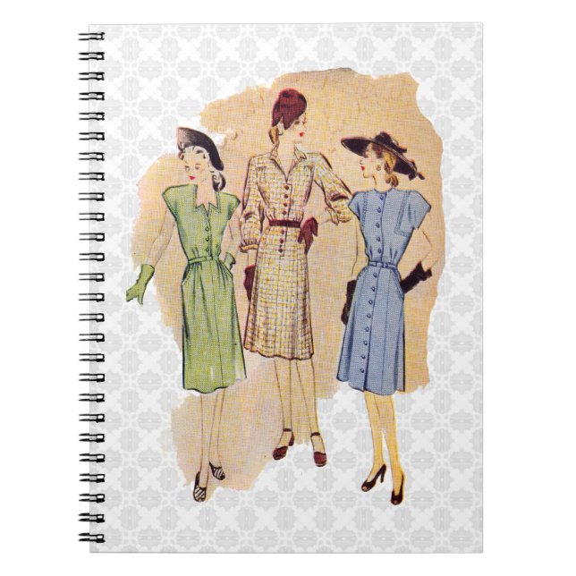 Caderno Espiral Moda da Vintage dos anos 40 (Frente)
