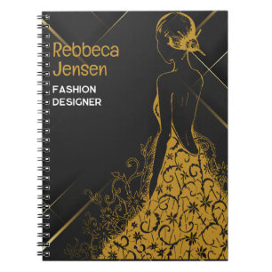 Caderno Espiral Moda de Verão do palhaço de ouro Elegante moderno