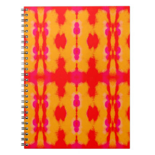 Caderno Espiral Moda Red Boho. Carpete Persa. Camada de Aquarela