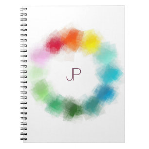 Caderno Espiral Modelo Colorida Moderna Monograma Personalizado