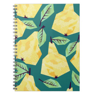 Caderno Espiral Modelo com peras. Aquarela e