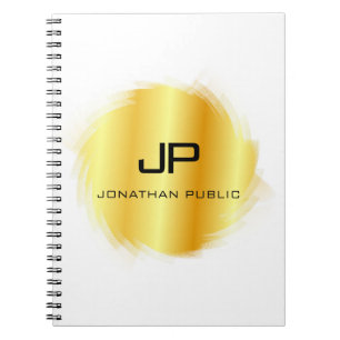 Caderno Espiral Modelo de aspecto elegante Dourado metálico monogr