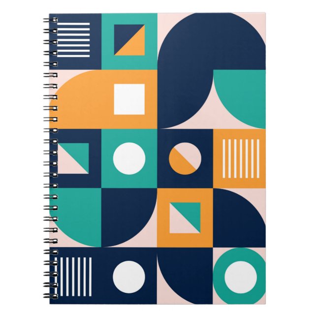 Caderno Espiral modelo de composição de cores geométricas com resu (Frente)
