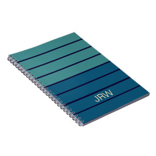 Caderno Espiral Modelo de Monograma com Padrão Digitalizado Azul S