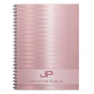 Caderno Espiral Modelo de Monograma Dourado Elegante Moderno