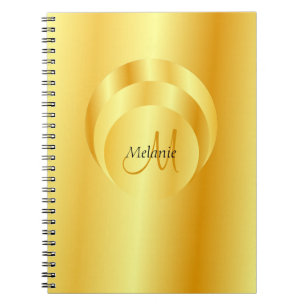 Caderno Espiral Modelo de Monograma Elegante Tendy Dourado