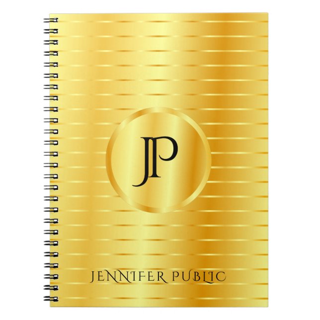 Caderno Espiral Modelo de Monograma Personalizado Exame Metálico D (Frente)