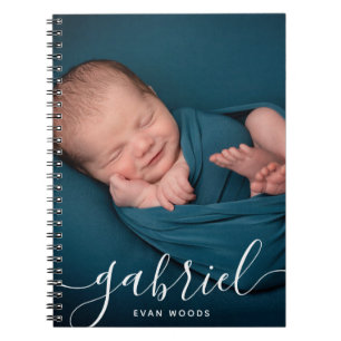 Caderno Espiral Modelo de Nome de Bebê com Foto Personalizada