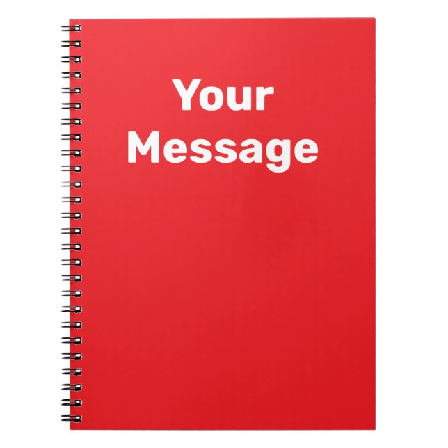 Caderno Espiral Modelo de texto de nome em vermelho e branco faça  (Frente)