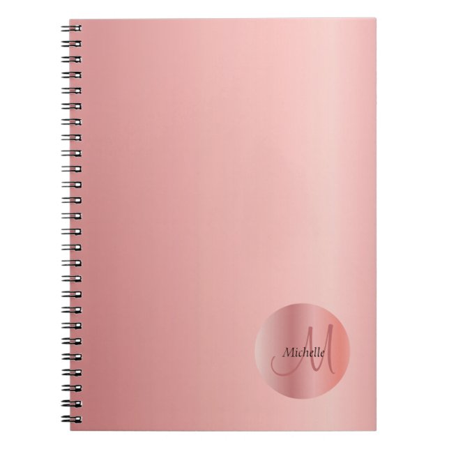 Caderno Espiral Modelo Dourado Elegante Monograma Moderno (Frente)