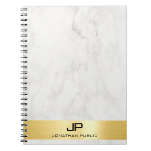 Caderno Espiral Modelo Elegante de Mármore Dourado e Branco Espira