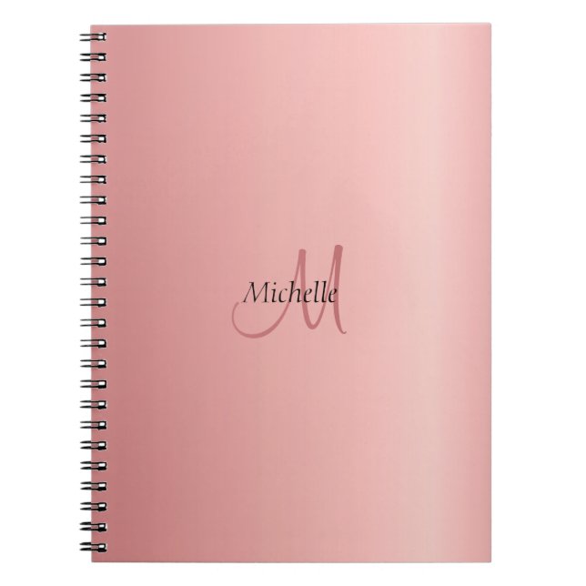 Caderno Espiral Modelo Elegante Dourado Rosa personalizado (Frente)
