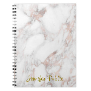 Caderno Espiral Modelo Elegante Mandra Dourada Mármore
