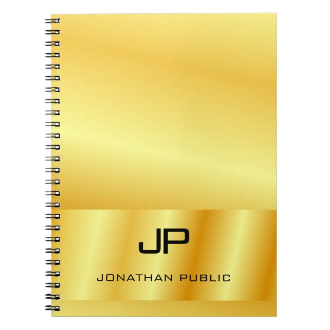 Caderno Espiral Modelo Elegante Personalizado em Dourado Falso Mon (Frente)