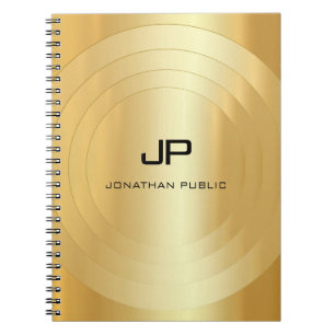 Caderno Espiral Modelo Glamorosa do Monograma Dourado Personalizad