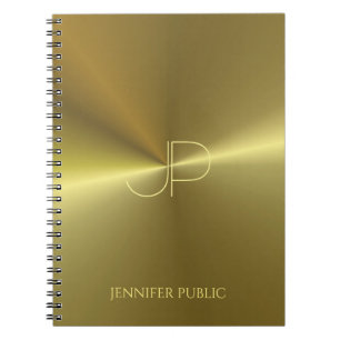 Caderno Espiral Modelo Metálico Dourado Moderno