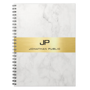 Caderno Espiral Modelo Moderno Simples Elegante Dourado e Mármore