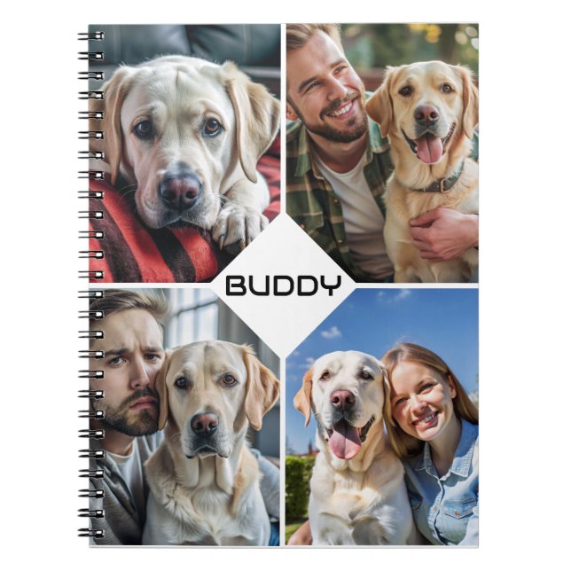 Caderno Espiral modelo personalizado de colagem de fotos de cão (Frente)