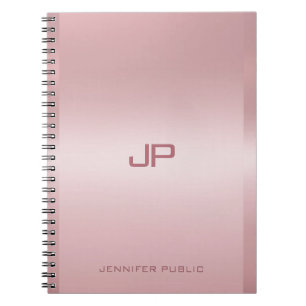 Caderno Espiral Modelo Rosa Dourado personalizado, monograma e