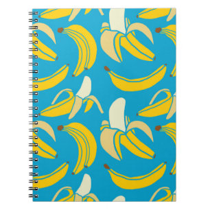 Caderno Espiral modelo sem costura de banana tropical fruta fresca