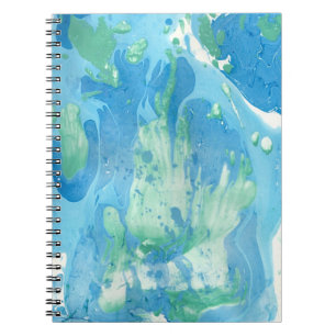 Caderno Espiral Modelo Verde Azul, Trendy Modern Abstrato