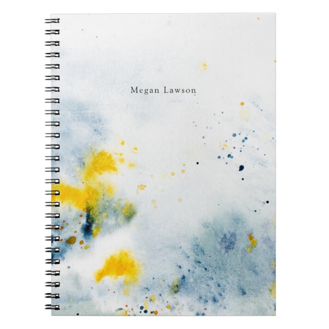 Caderno Espiral Modern Abstract Watercolor  Blue and Yellow (Frente)