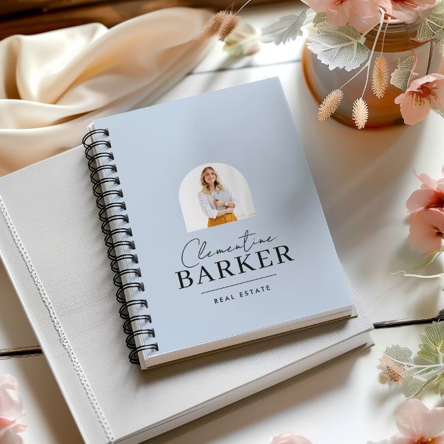 Caderno Espiral Modern baby blue arch photo Business Branding (Criador carregado)