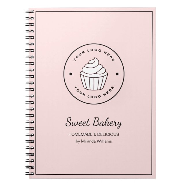Caderno Espiral Modern Bakery Pink Custom Logo (Frente)