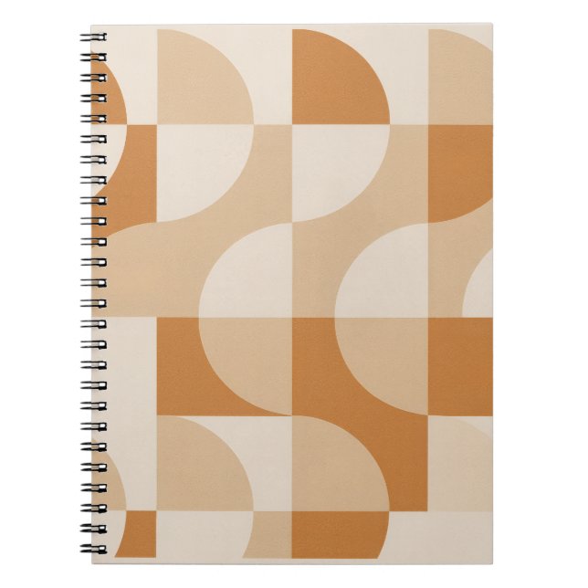 Caderno Espiral Modern Beige Geometric Spiral Notebook (Frente)