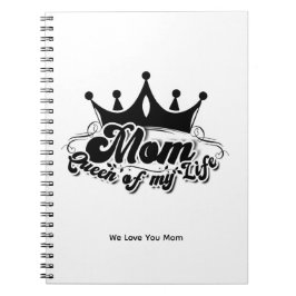 Caderno Espiral Modern Black Crown, MOM Queen of my life 