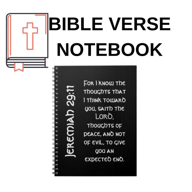 Caderno Espiral Modern Black Jeremiah 29:11 Bible Verse  (Add Your Favorite Bible Verse)
