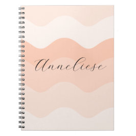 Caderno Espiral Modern Blush and Peach Waves Personalized