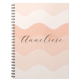 Caderno Espiral Modern Blush and Peach Waves Personalized